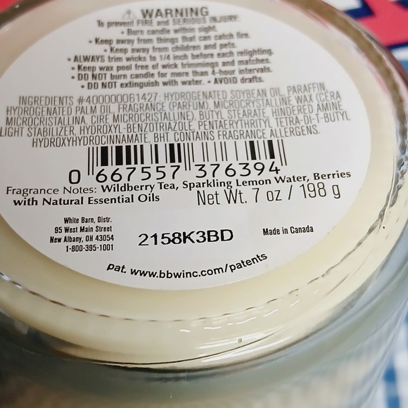 Bath and Body Works Wildberry Tea Spritzer Single Wick Candle - Picture 4 of 4